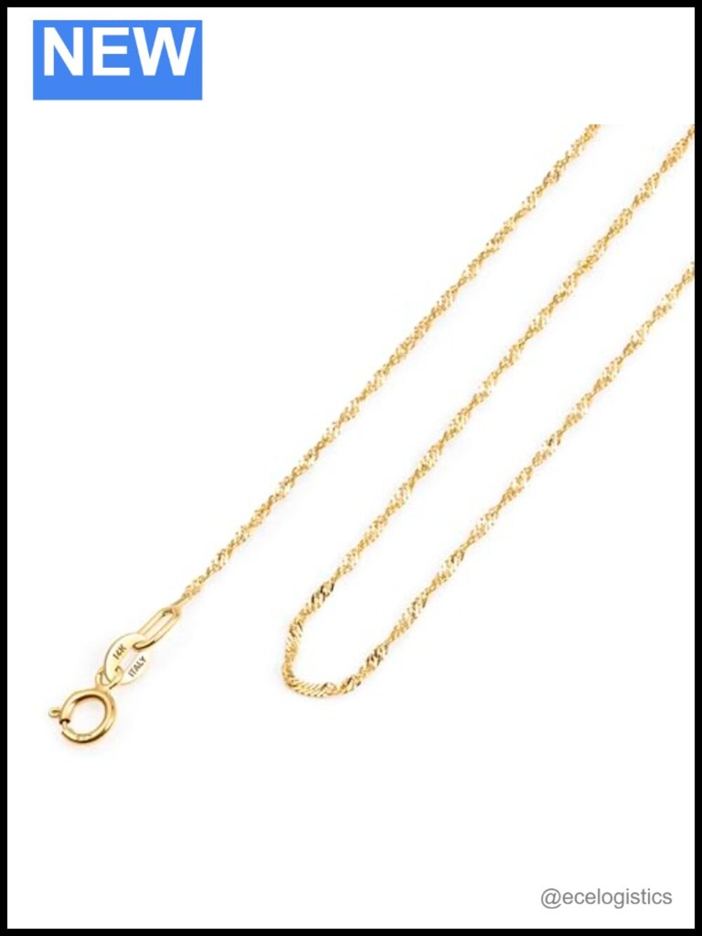 14K Yellow Gold Singapore Chain Necklace 16 Inch Thin Dainty